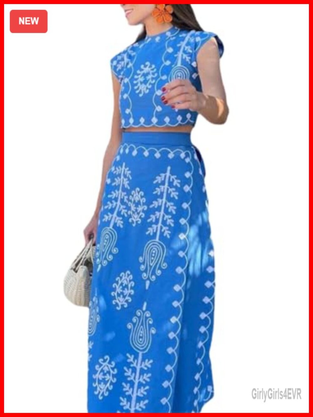 Women's 2 Piece Floral Wrap Skirt Set Sleeveless Crop Top Maxi Dress Outfit